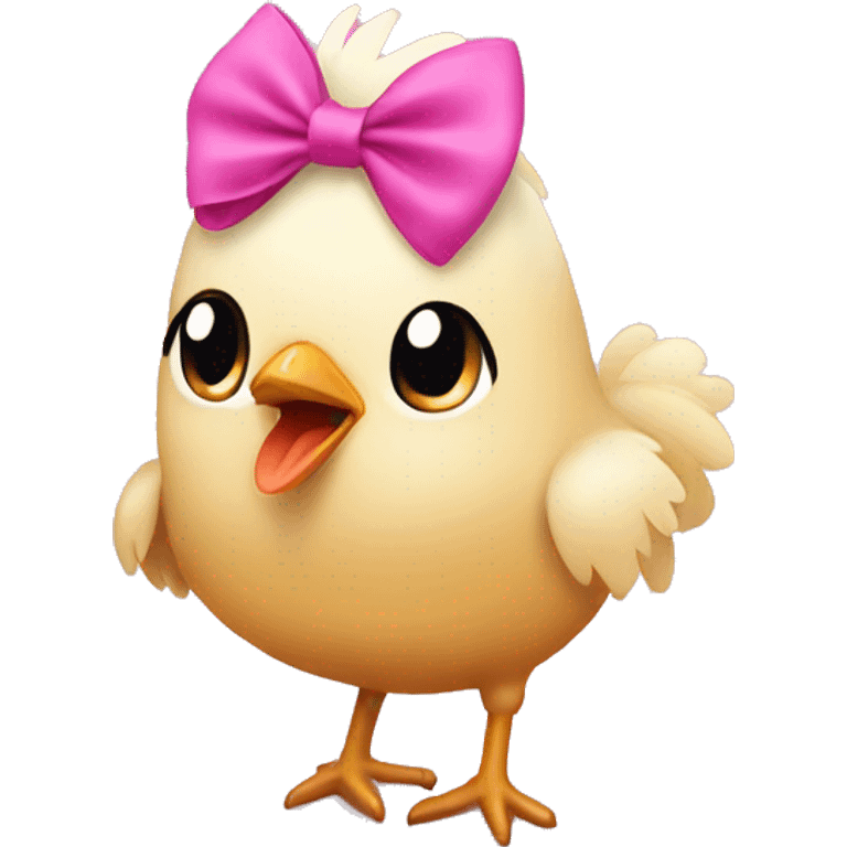 little chicken with a pink bow on her head emoji