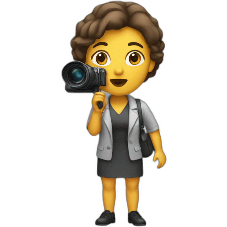 journalist with full body holding a micro at her mouth emoji