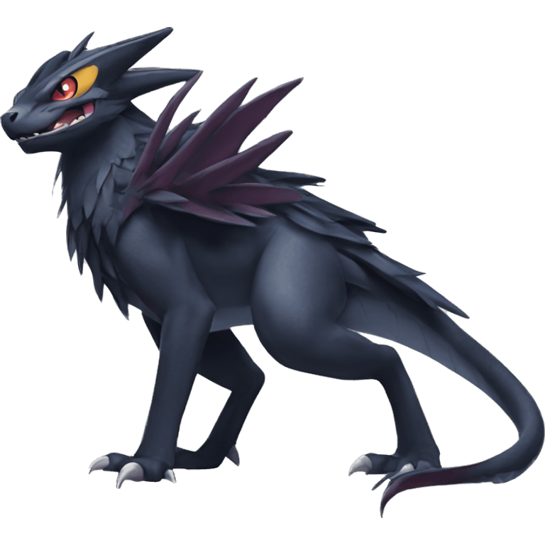 cool edgy colorful Dark-type nargacuga Pokémon full body emoji