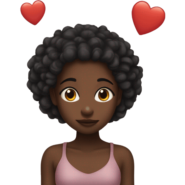 black girl looking at black boy with heart in her eyes emoji