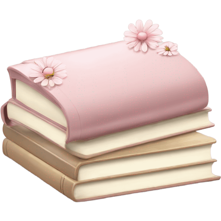 Four light Pink & beige book stable with flower emoji