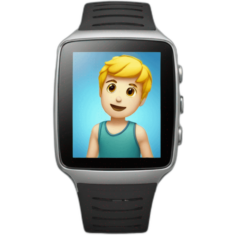 A boy seen smart watch  emoji