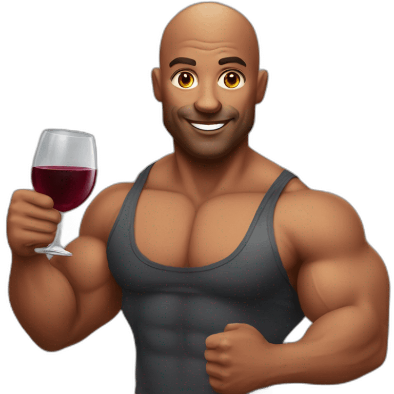 A bodybuilder wearing nightsuit and drinking red wine emoji