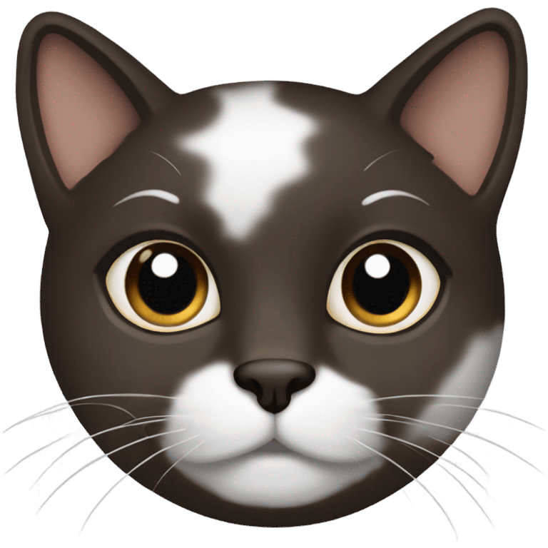 Dark brown beauty short and white Cat with black spot near the nose emoji