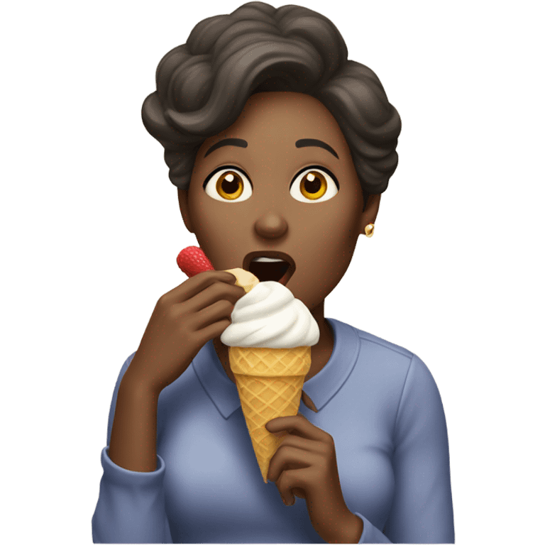 A woman licking a icecream emoji