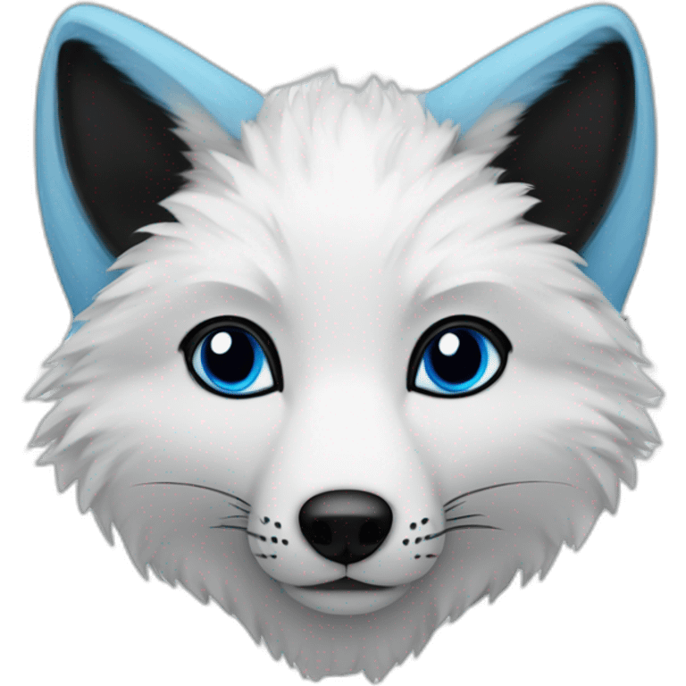 artic fox with black fur outside of the ears and blue fur inside the ears emoji