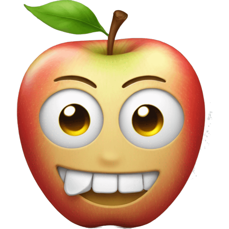 Apple Emoji smiling with tear coming down from one eye emoji