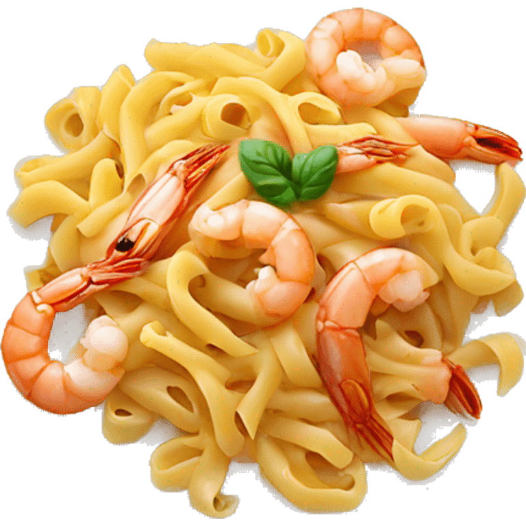 Pasta with prawns on a plate  emoji