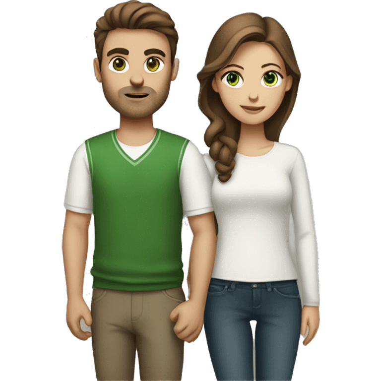 brown hair couple who are white with green eyes emoji