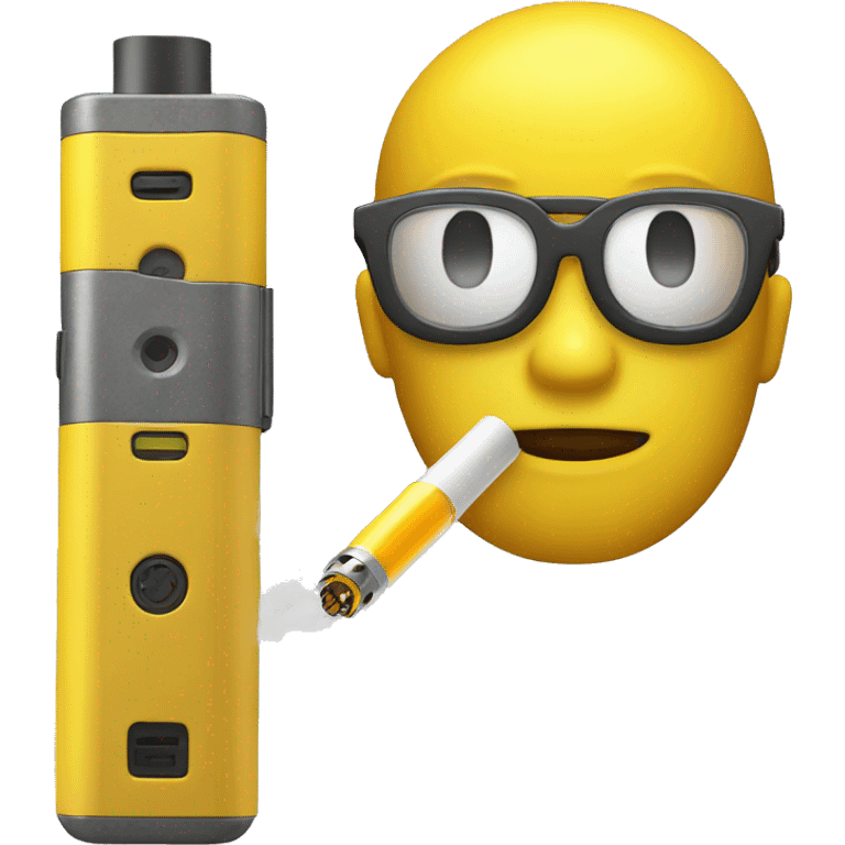 Yellow original emoji with vaping device  emoji