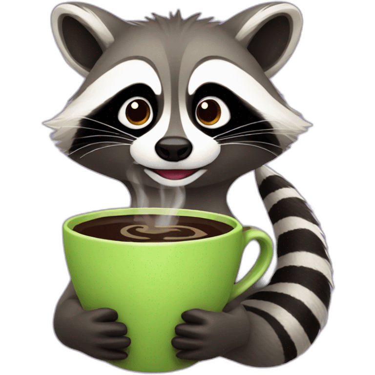 Total violet raccoon drinking coffee emoji