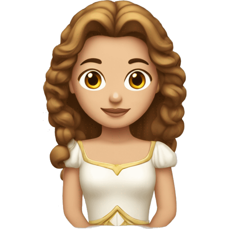 Princesa blanca con pelo marrón largo emoji