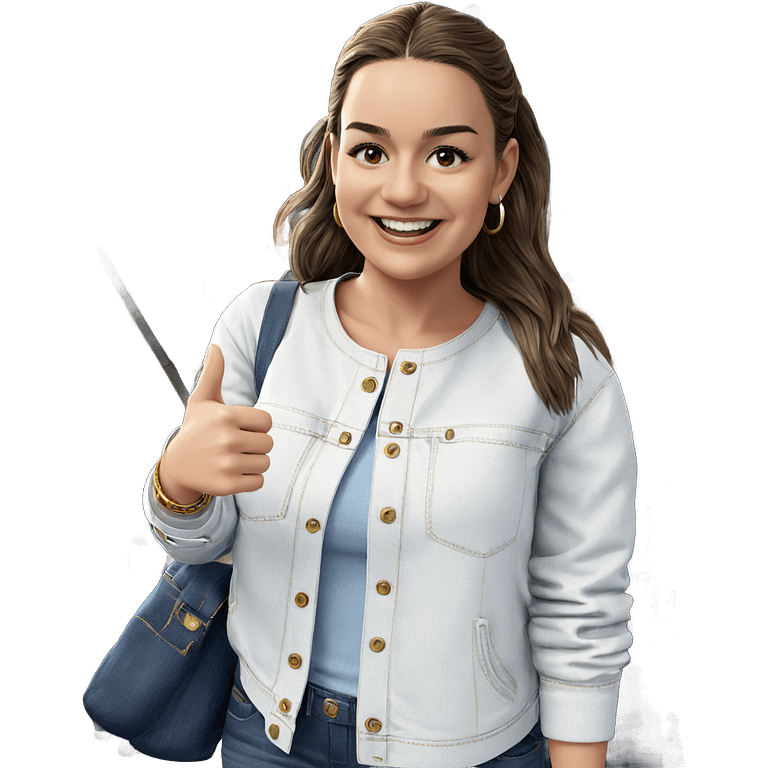 smiling woman with denim outfit emoji