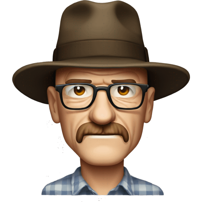 Crie um emoji do ator Walter White com chapeu e oculos emoji