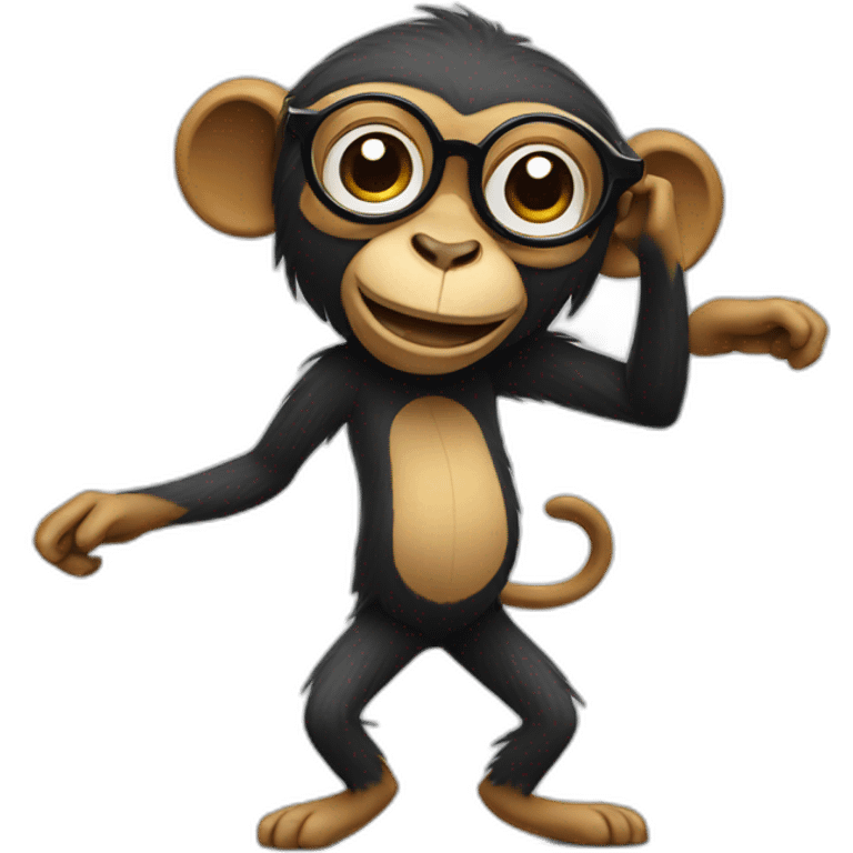 Dancing Monkey with spectacles emoji