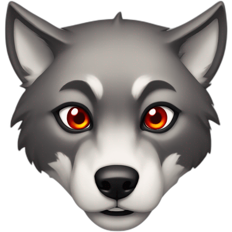 wolf aggressive, red eyes, black haird emoji