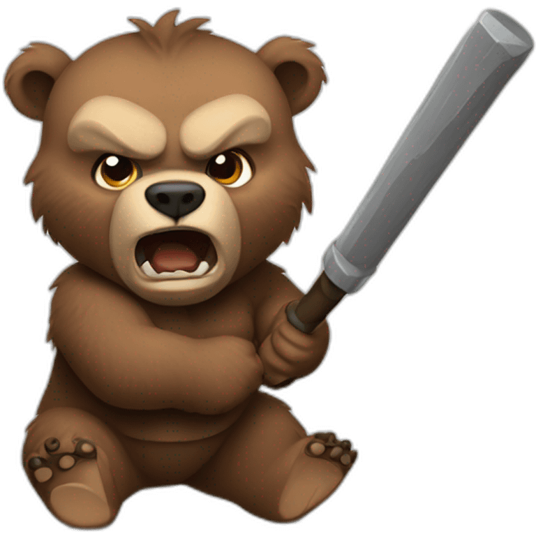 angry baby Grizzly using tonfa emoji