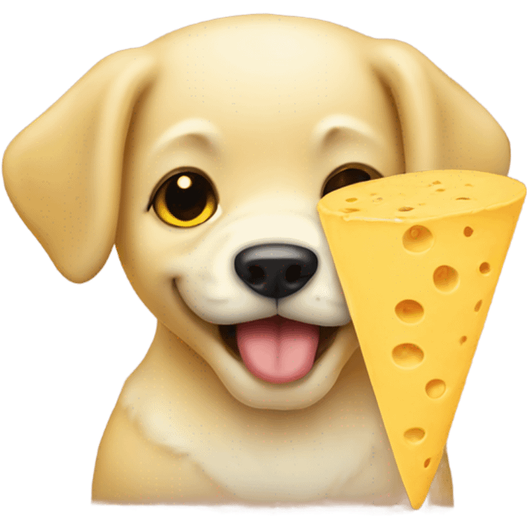 Yellow puppy eating queso emoji