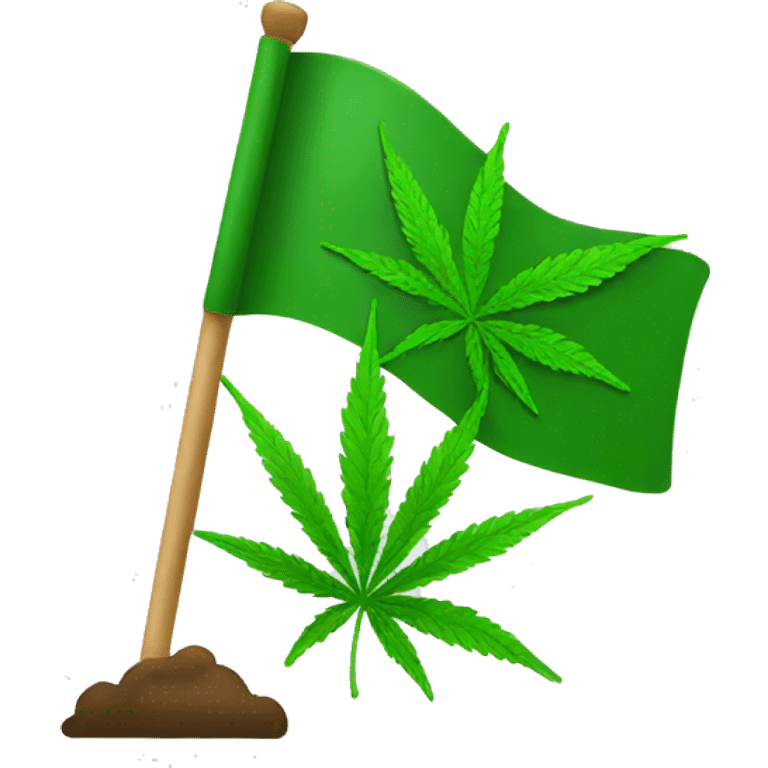 green flag with weed leaf  emoji