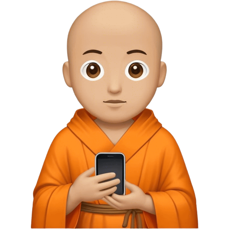 a mobile Phone in a monk orange robe emoji