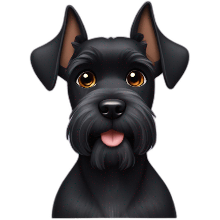 Black schnauzer dog but ears are up like an airplane emoji