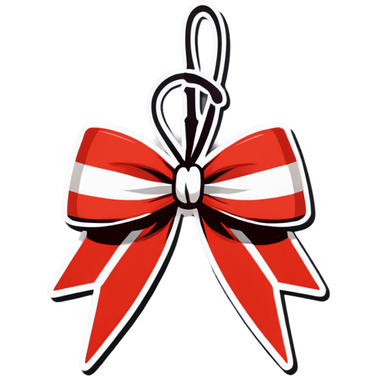 the braided bow like a string with red and white emoji