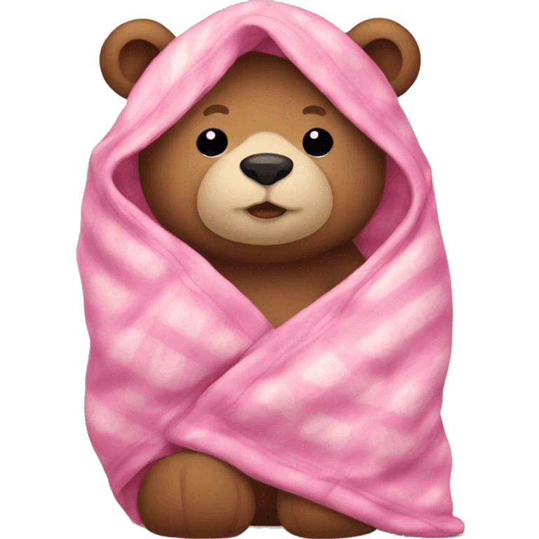 bear cozy in  pink blanket  emoji