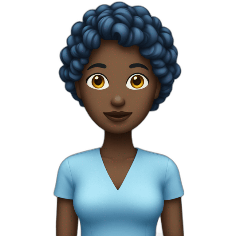 mulher negra com blusa azul emoji