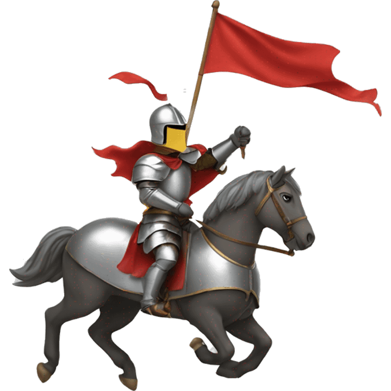 Knight on a running horse with a big flag emoji