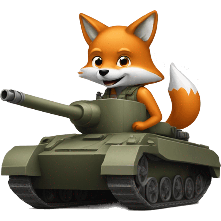 Fox driving a tank emoji