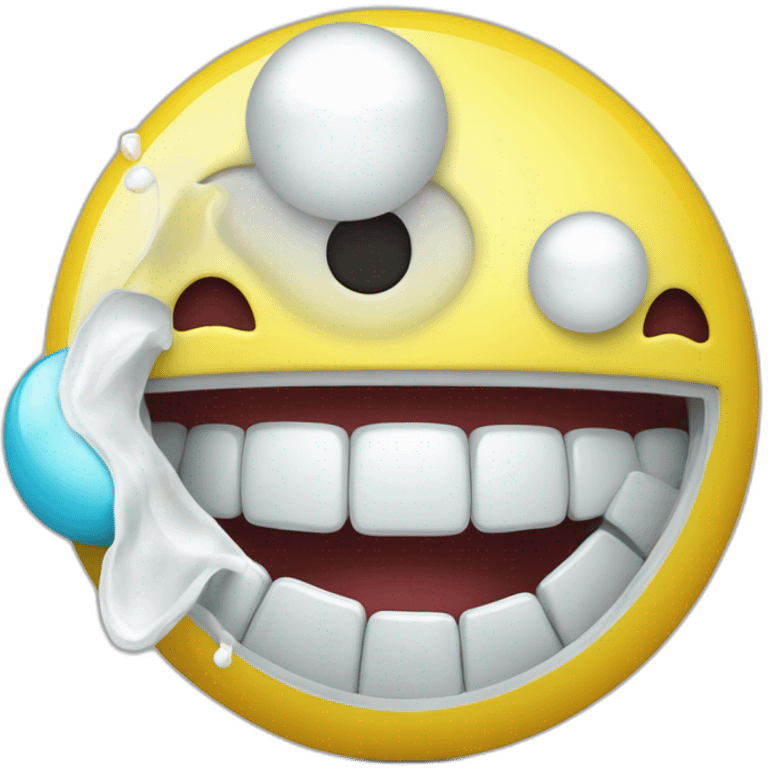 Emoji jaune faisant une Bulle de Chewing-gum emoji