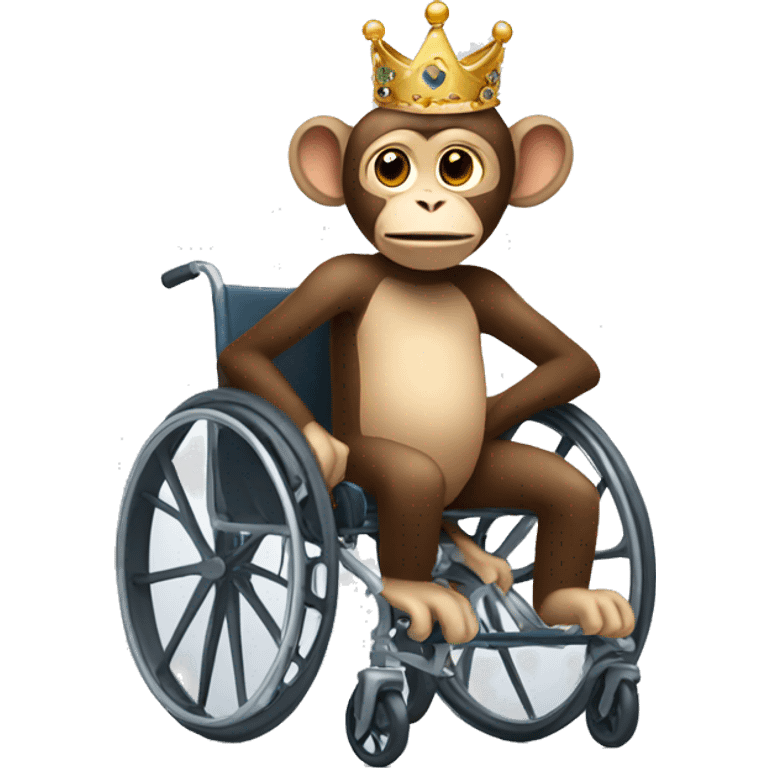 Monkey in a wheelchair wearing a crown emoji