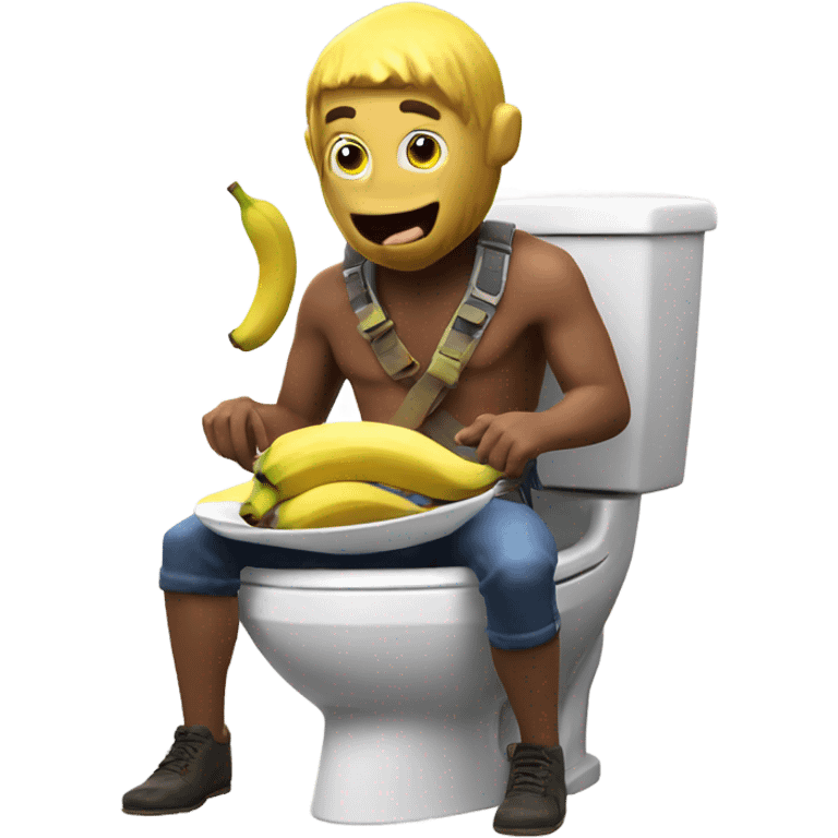 Skibidi toilet with Fortnite guy eating bananas emoji