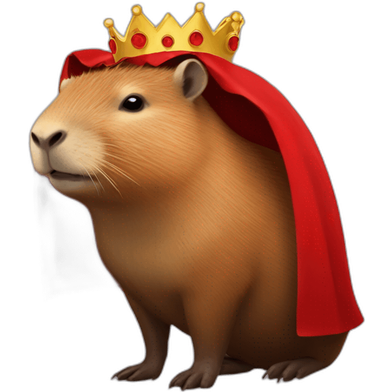 capybara with crown and red cape emoji