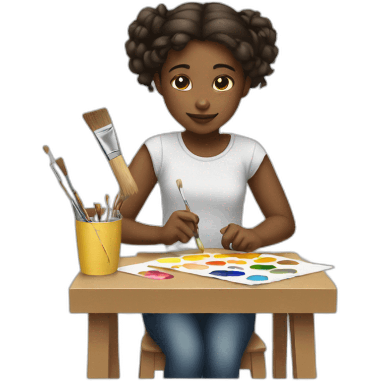 a girl is painting emoji