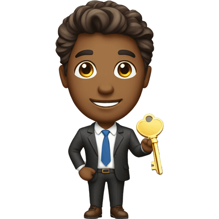 brown skin realtor with hair handing a gold key emoji