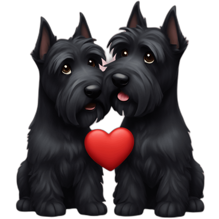 Two black Scottish terrier kissing emoji