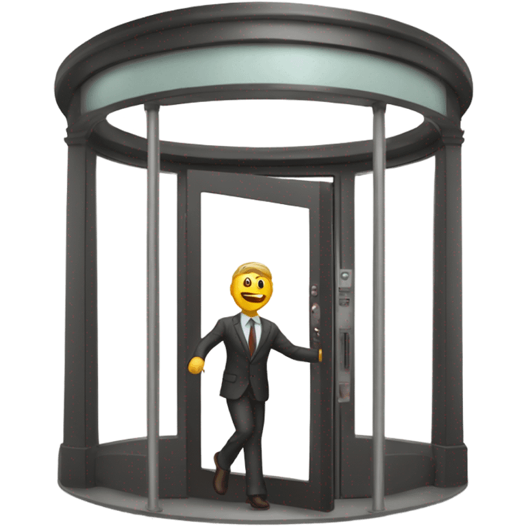 Guy roundhouse kicking a revolving door emoji