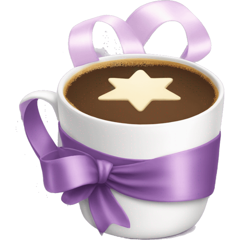 Cute Christmas coffe cup with a lilac ribbon emoji