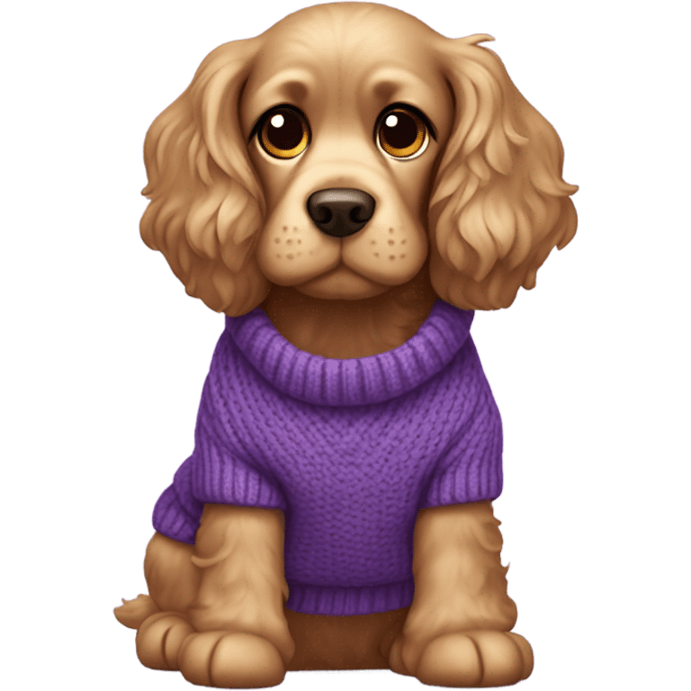 Cocker spaniel in purple sweater emoji