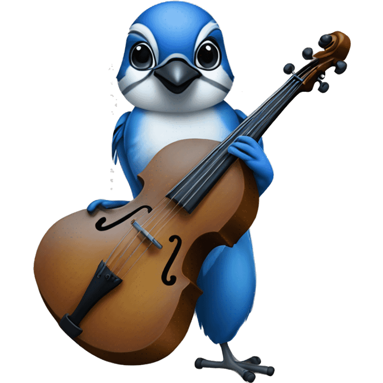 Blue Jay playing double bass emoji