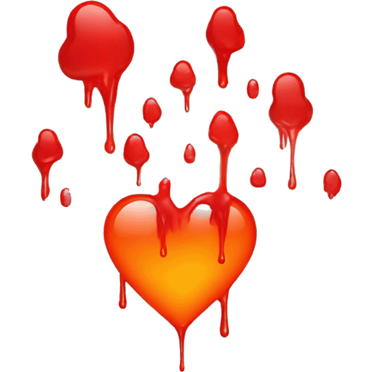 dripping bleeding red heart glowing red orange warmth emoji