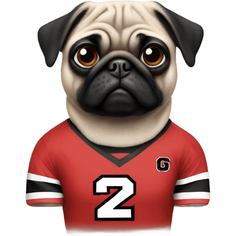 Pug wearing a university of Georgia jersey emoji