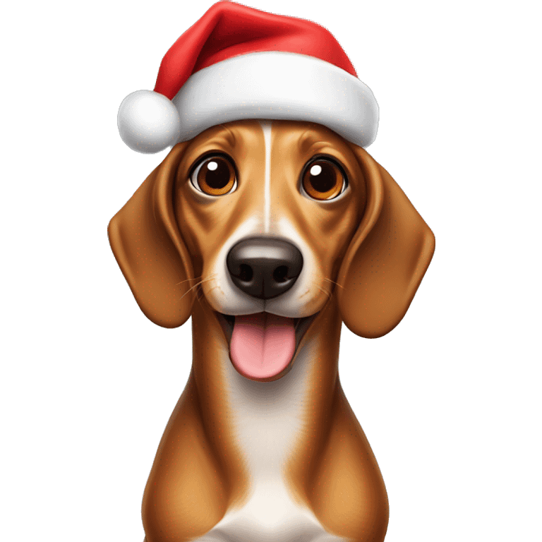 Weiner dog in Santa hat emoji