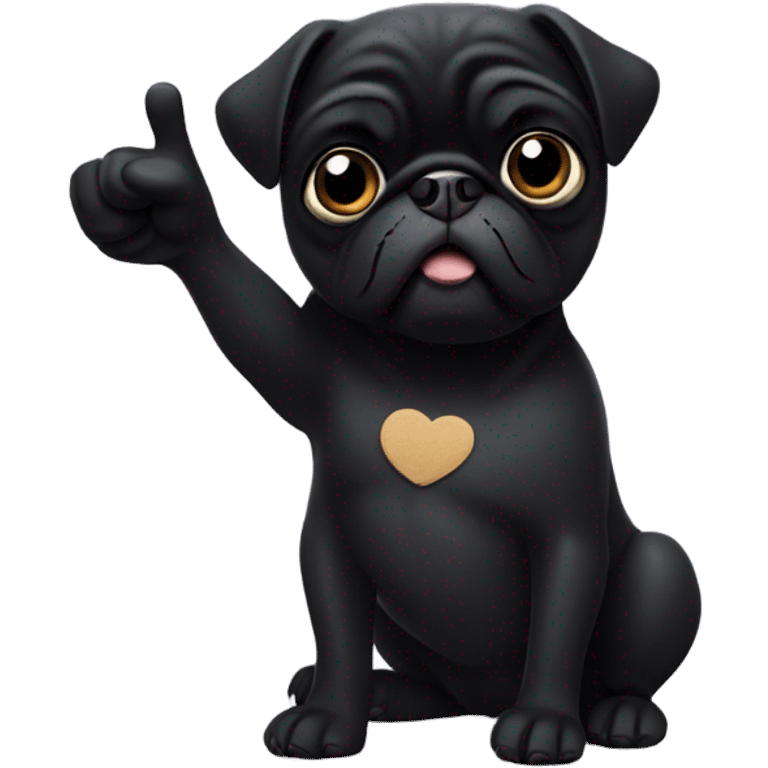 Black pug giving the thumbs down sign emoji