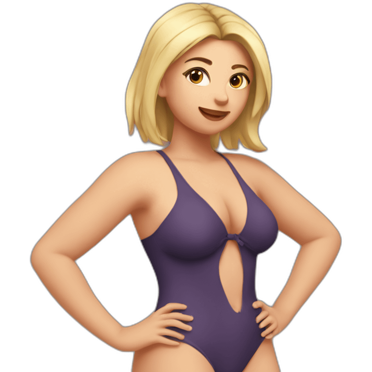 Thicc caucasian woman swimsuit posing emoji