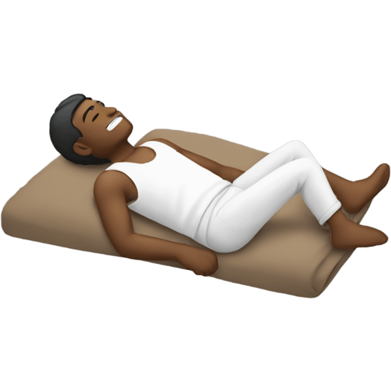 man laying back with his hands in poc emoji