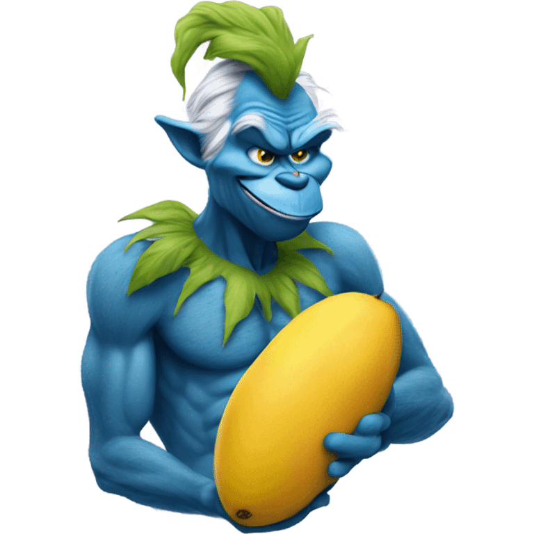 Blue grinch eating mangoes  emoji