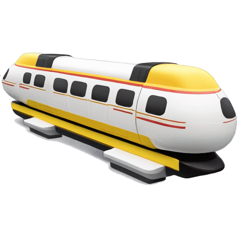 Disney world iconic vintage monorail white with yellow line. Sideview emoji