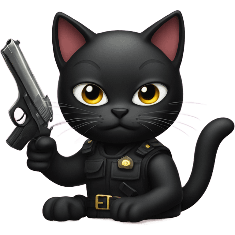 Black cat with gun emoji